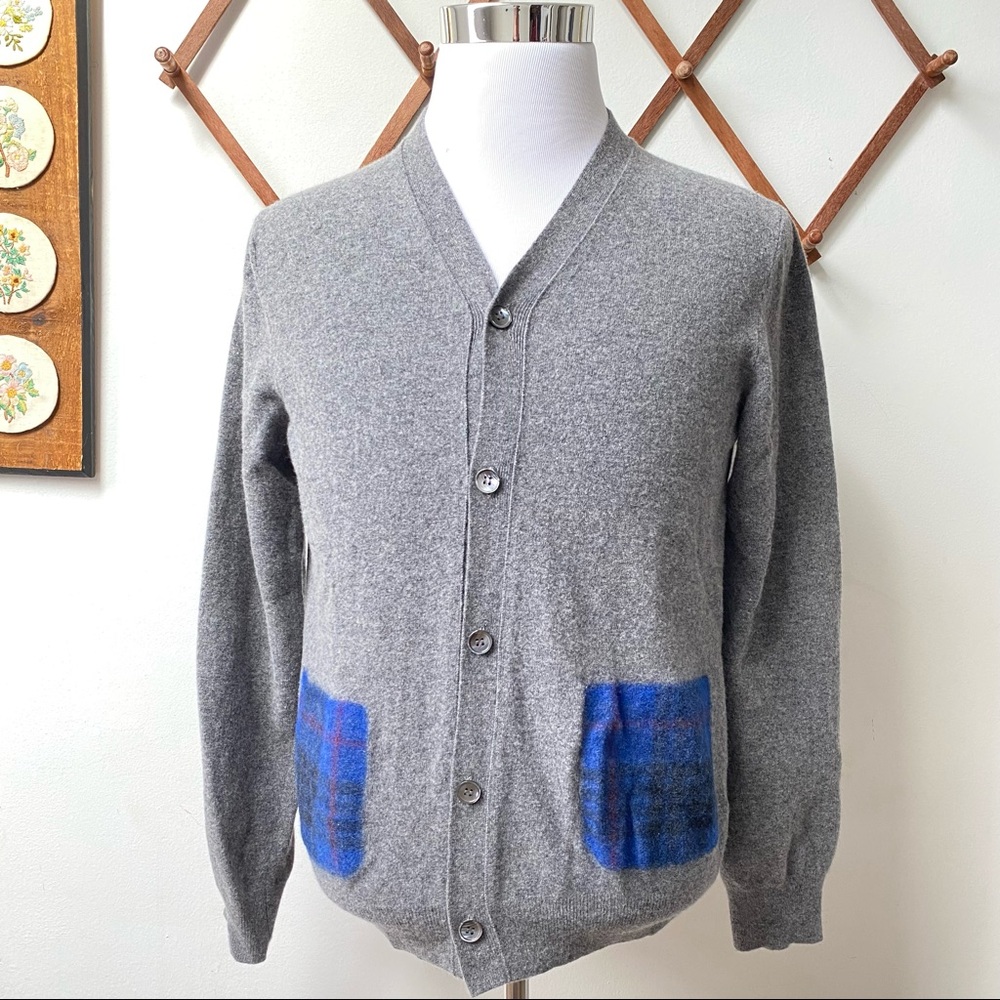 Comme des Garcons Gray Cardigan with Blue Accents